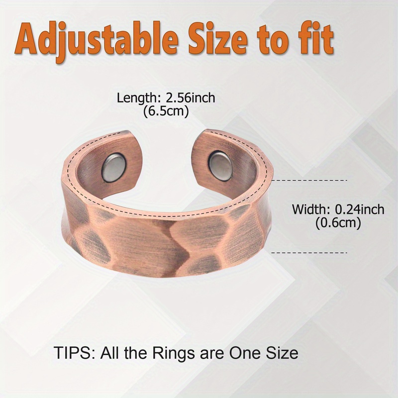 Classical Copper Magnetic Rings for Men and Women